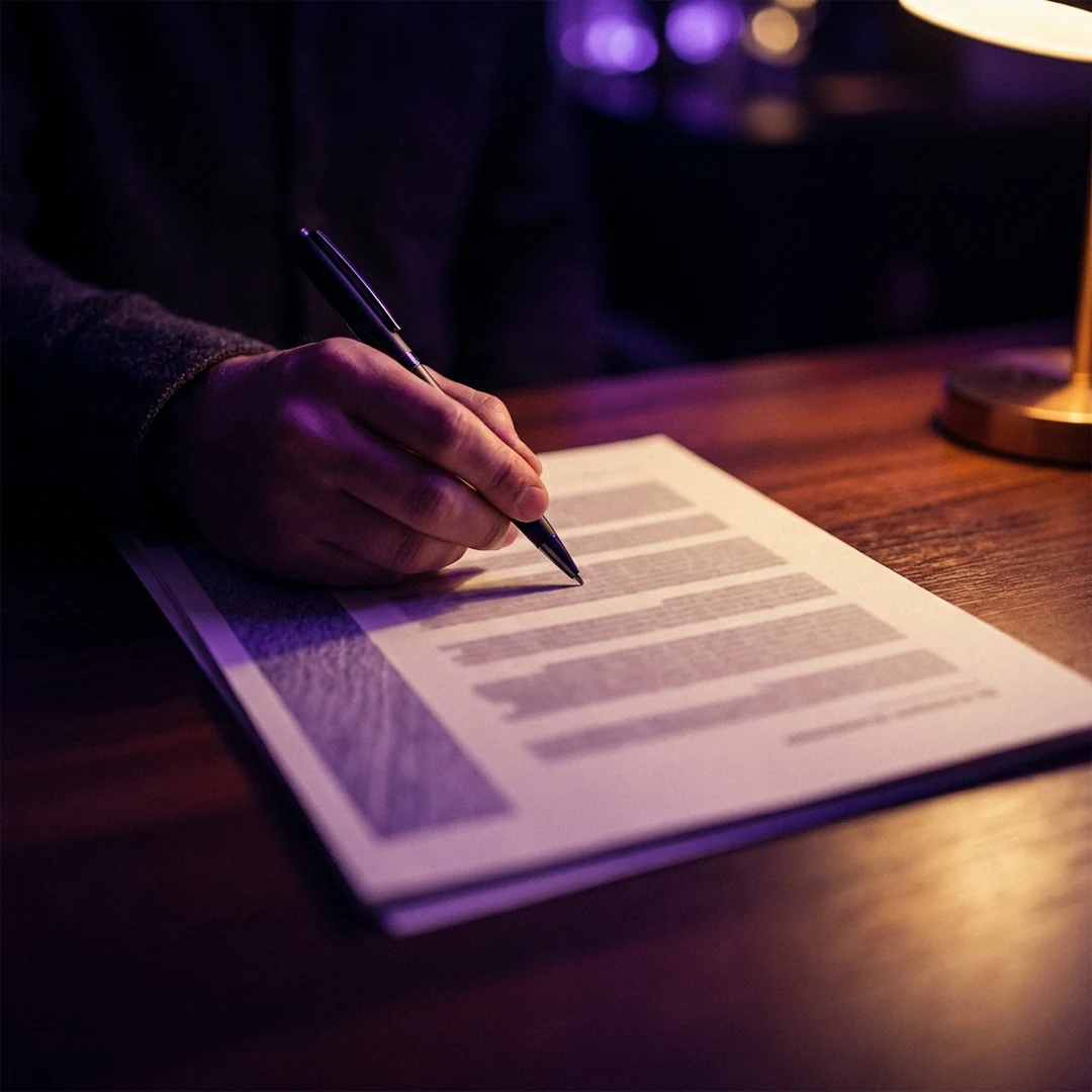 Leitura de relatorio de enquadramento sobre a mesa